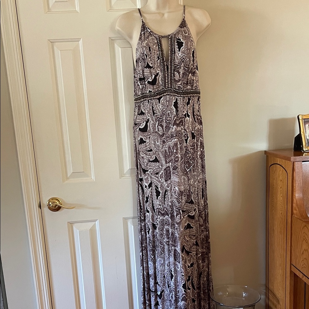 INC International Concepts Black and Cream Maxi Dress